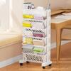 Large Capacity Bookshelf On Wheels Rotatable Book Storage Rack Movable Book Shelf Student Use