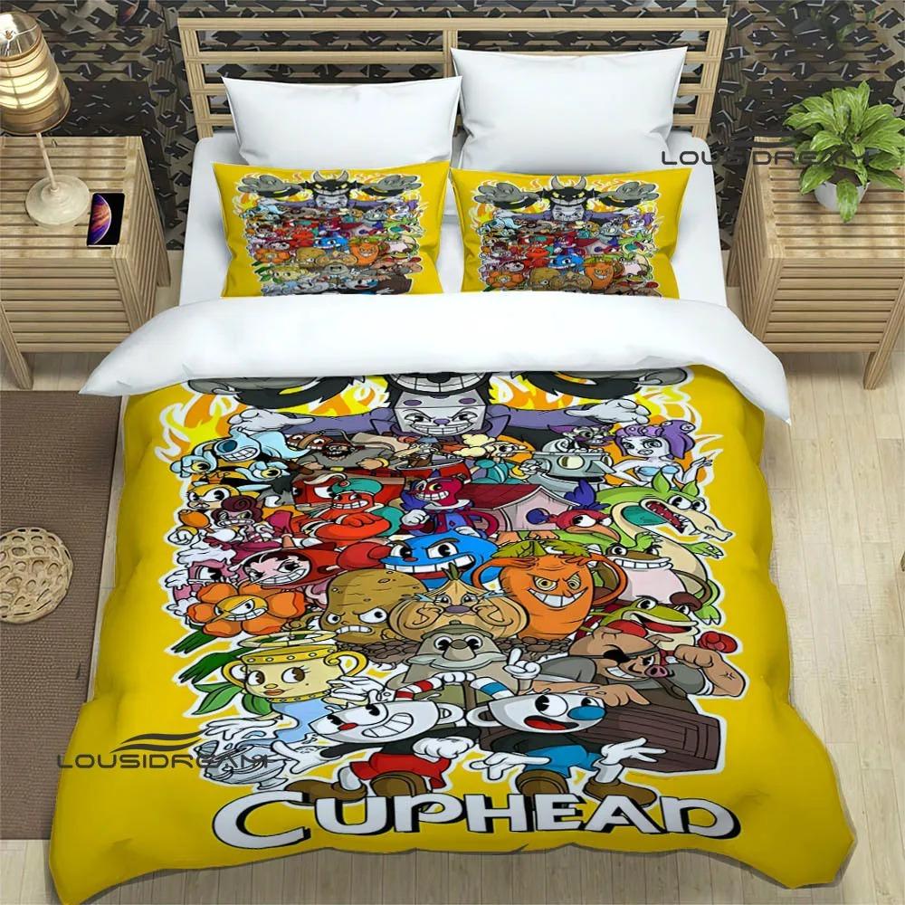 Cuphead Cartoon Printed Bedding Sets Exquisite Bed Supplies Set Duvet Cover Bed Comforter Set Bedding Luxury Birthday Gift