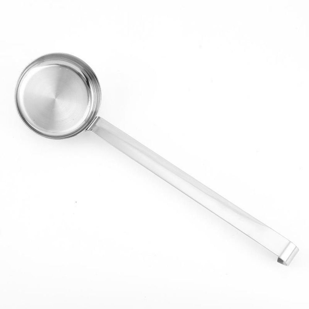 Flat Bottom Soup Ladle Stainless Steel Serving Spoon Measuring Scoop Pizza Sauce Spoon Pizza