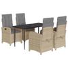 VidaXL Ensemble à Manger de Jardin avec Coussins 5 pcs, Table et Chaises avec Dossier Réglable, Meubles d'Extérieur Patio 3212393