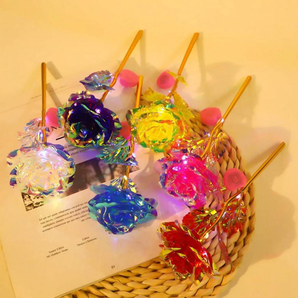 Цветная золотая фольга, имитация цветка розы, одиночный вечный цветок, не подвержен износу и не выцветает.