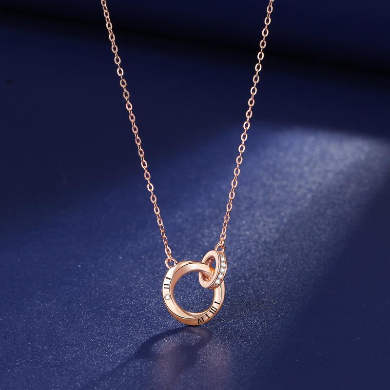 Mobius Couple Double Ring Necklace Female Korean Version Niche Light Luxury High Sense Couple Gift Girl Premium