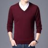 Men S V Neck Long Sleeve Pullover Knit Sweater For Middle Aged Business