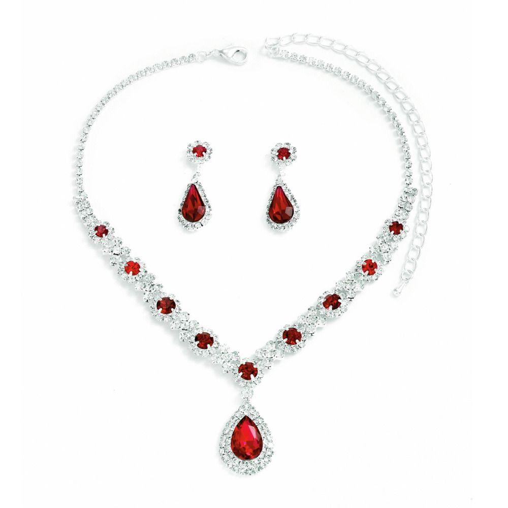 Fashionable Crystal Jewelry Necklace Earring Set Premium Wedding Jewelry Set Dangle Earrings  Women