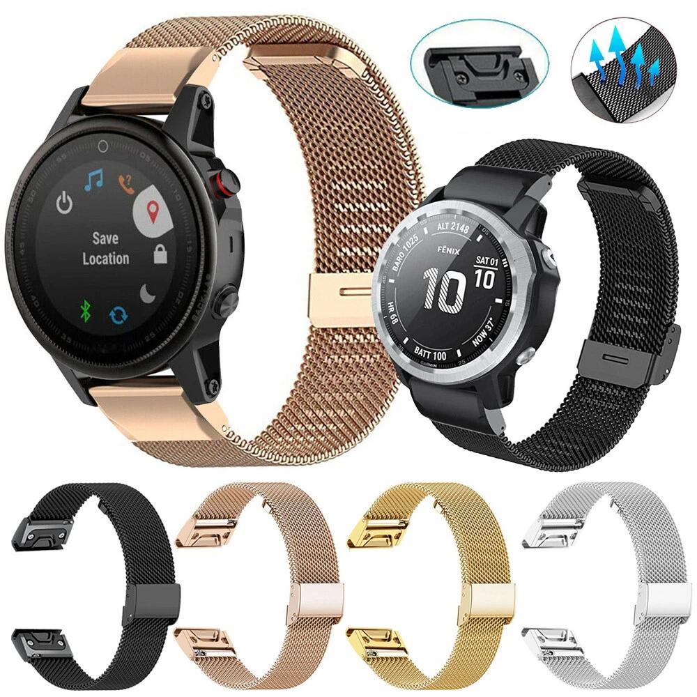 Durable Milanese Metal Buckle Watch Band for Gar-min Fenix 8 7X 6X 5X 26mm Adjustable Breathable Replacement Strap