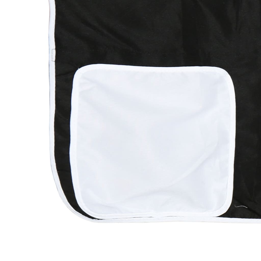 Kids  Loft Bed with Curtains White and Black Solid Pine Wood