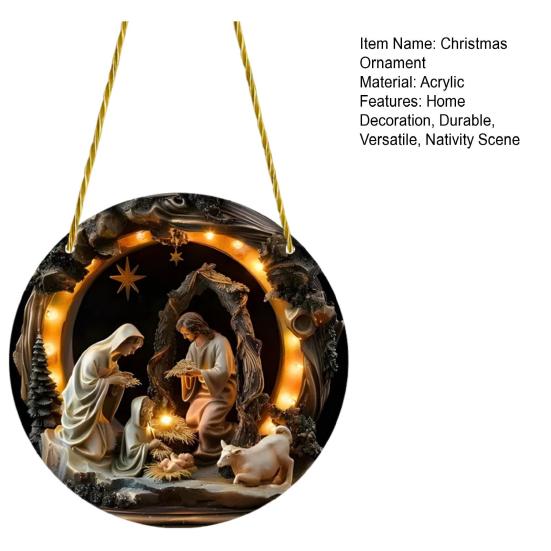 Рождественская сцена Рождественский орнамент Круглый акриловый Святое семейство подвесные украшения для Рождества Декор для дома, двери, стены, окна