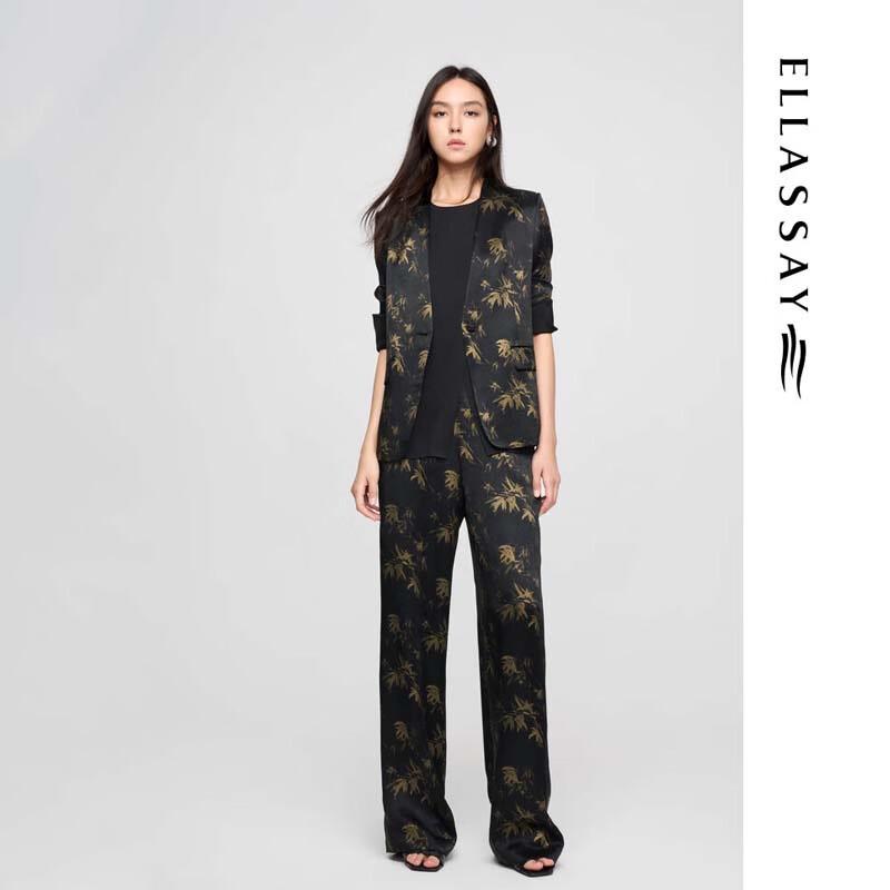 ELLASSAY Women's Chinese Style Bamboo Print Blazer