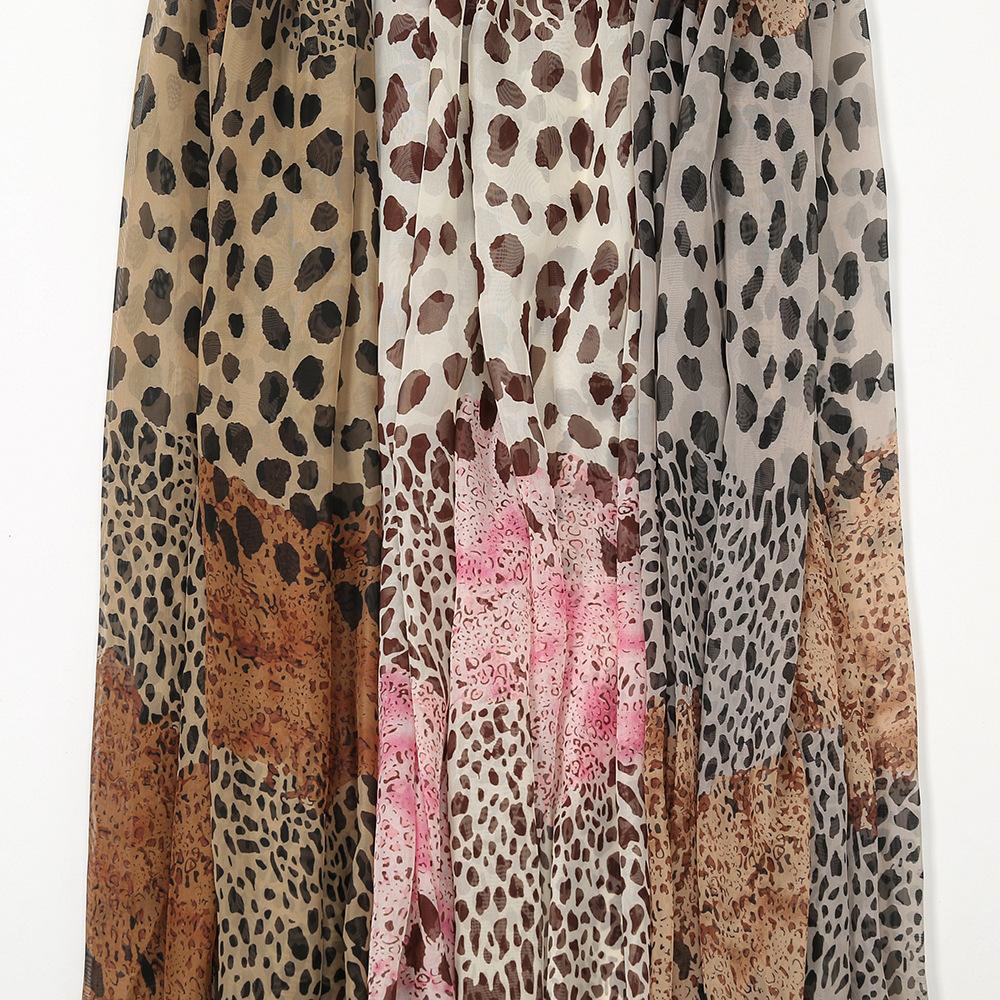 Fashion Printed Leopard Chiffon Hijab Scarf Women Pareo Lady Bandanas Beach Towels Summer Muslim Veil Wrap Female Foulard