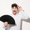 Hand Fan Black Foldable Hand Fan Black Pocket Fan Hand Folding Fan Chinese Fan for Summer Party Dancing Wedding Home Decorations