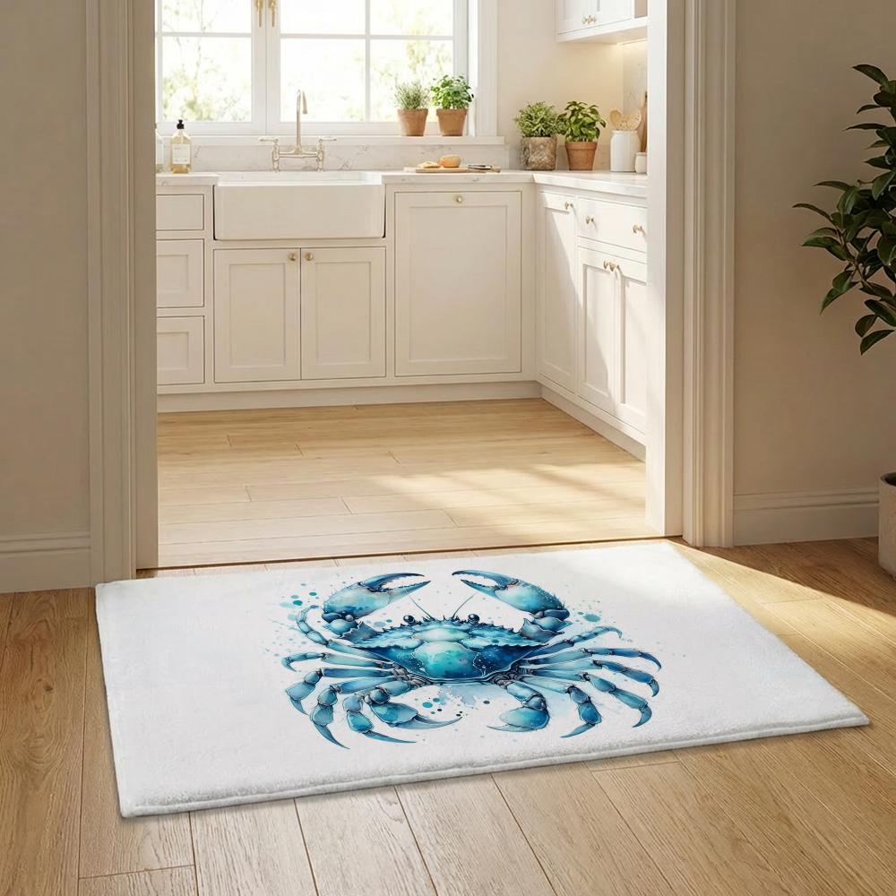 Sea Animal Turtle Coral Floor Mat Flannel Door Mat Non-Slip Bedroom Living Room Home Decor