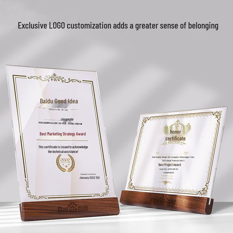 Рамка для сертификата из высококачественного хрустального стекла формата А4 для награды «Отличный сотрудник»