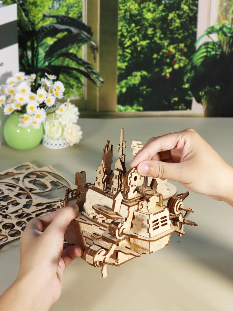 3D деревянные пазлы Движущийся Замок Музыкальная шкатулка Модели Наборы для сборки Поделки своими руками Подарок на день рождения для женщин
