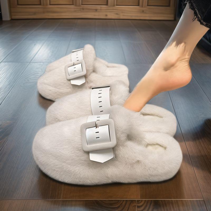 Fashion New Winter Home Slippers Outdoor Winter Thick Bottom Soft Bottom Non-slip Plush Slippers Fashion Women Shoes Zapatos De Mujer