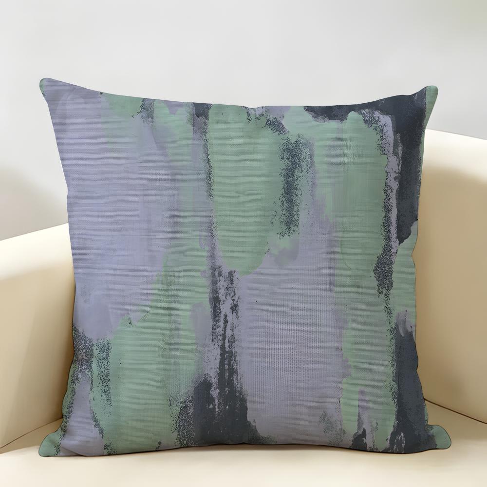 Blue Modern Gradient Design Cushion Cover Natural Linen Organic Fabric Double-Sided Printing Breathable Perfect For Home Decor