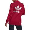 adidas Оригинальная куртка с логотипом в виде трилистника, полосатая куртка с полумолнией и воротником-стойкой, женская куртка, красная II6086