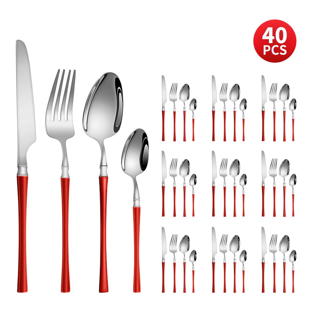 Нержавеющая сталь с небольшой талией, нож для западной еды/стейка, вилка и ложка, десертная ложка, столовые приборы, набор из 24 предметов, подарочный набор