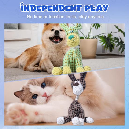 Неразрушимая плюшевая игрушка для собак для агрессивных жевателей, пищащая жевательная игрушка, поддержка прорезывания зубов у собак, интерактивная игрушка для питомцев для всех пород собак