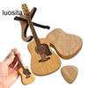 Wooden Acoustic Guitar Pick Box with Stand, Smooth Edge, Burr-Free, Portable Handcrafted Guitar Picks Storage Container