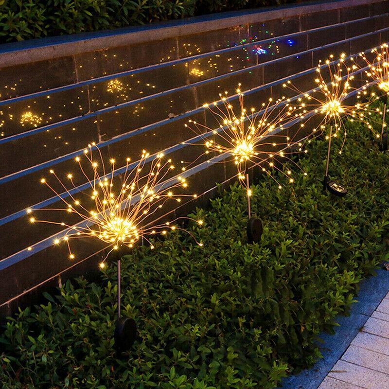 150LED Солнечные садовые фонари Наружные солнечные фейерверки Солнечные фонари Колья из медной проволоки Пейзажные фонари для тропинок на заднем дворе Рождественские украшения