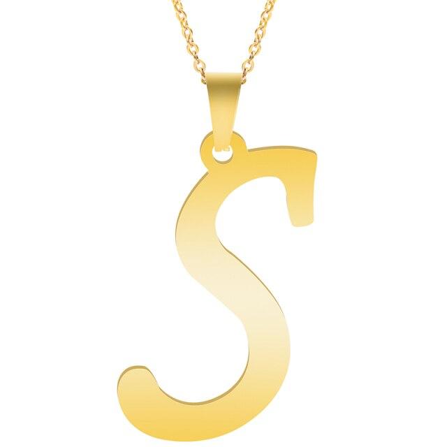 Золотые ожерелья с алфавитом для женщин, ювелирная цепочка на шею, 26 букв, подвески, ожерелье, колье из нержавеющей стали, женский аксессуар