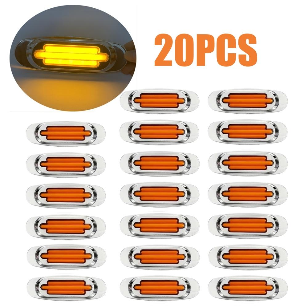 20 шт. Светодиодный габаритный фонарь прицепа, габаритный фонарь прицепа, фонарь прицепа, хром, 12 В 24 В, 16 светодиодов, указатели для грузовиков, задние фонари