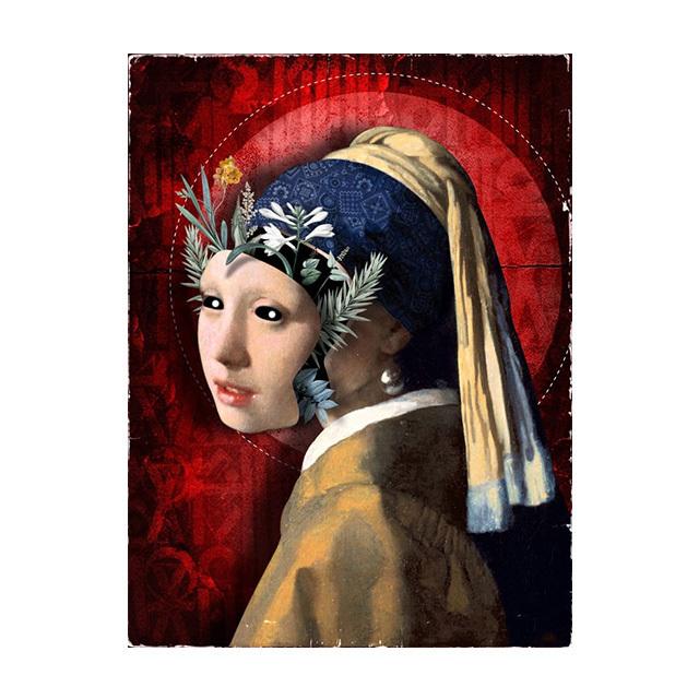 Девушки с жемчужными серьгами наносят маску на лицо. Забавные постеры, настенные художественные принты на холсте, знаменитые классические портреты.