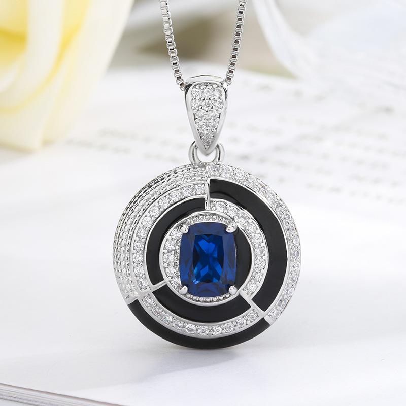 Jewelry Set Women'S Blue Elegant Fashion Jewelry Necklace Set Zircon Earrings