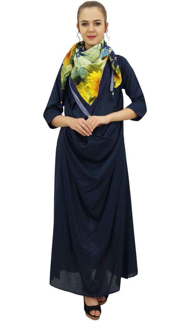 Bimba Дизайнерское женское платье-хомутик макси черного цвета с напечатанным шарфом-кисточкой - 10