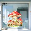 Decorative PVC Window Clings for Home Watercolor Forest Fairy Static Cling, Mushroom Elf Cottage Glass Decal Versatile Party Decoration Decals