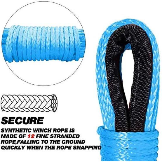 thickening 6mm x 15m 7700LBs Synthetic Winch Line Cable Rope for ATV UTV Truck Boat Emergency Replacement Car Outdoor Accessorie