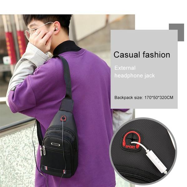 Men's Casual Multifunctional Chest Bag Nylon Shoulder Bag Double Storage Bag Waist Bag