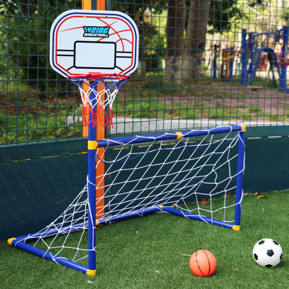 Soccer Goal Pool with Basketball Hoop Set for Kids 2 In 1 Outdoor Sports Basketball Stand Soccer Goal