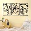 Metal Flowers Wall Decor - Modern Abstract Nature Floral Line Sculpture. Minimalist Hanging Wall Art for Your Home