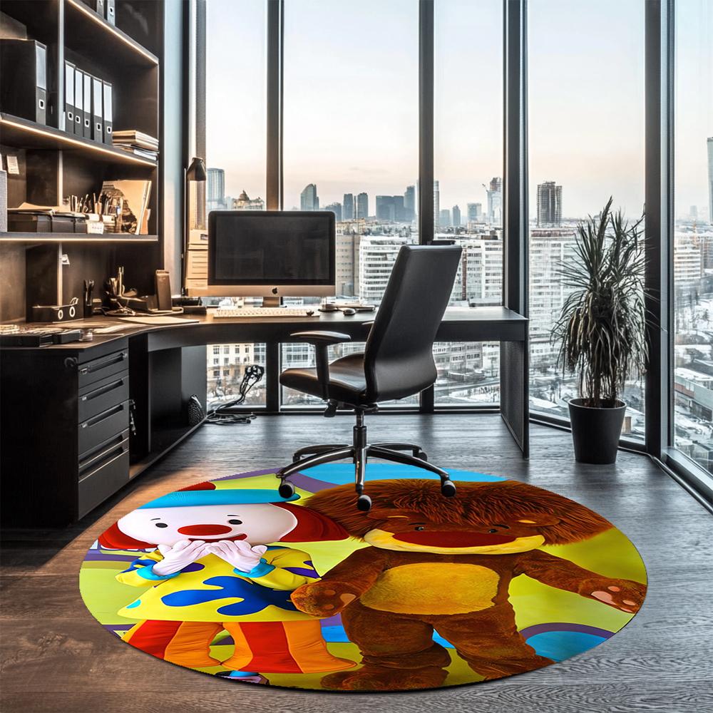 JoJo's Circus Printed Round Rug Carpet Chair Rug Area Rug Entryway Doormats,for Office Chair Living Room Bedroom Kitchen Room.
