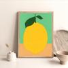 Lemon With Two Leaves Canvas Oil Painting Prints Kitchen Wall Art Decor Colorful Fruit Pictures Home Room Wall Decoration Poster
