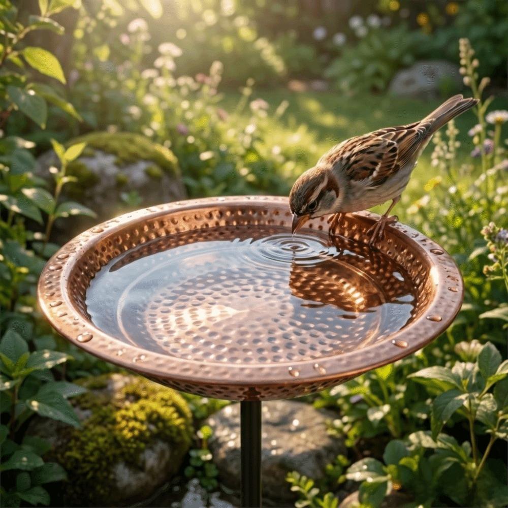 Rust-Proof Bird Feeder Iron Patio Yard Lawn Decor Gift Idea Bird Bath Bowl Outside Decor