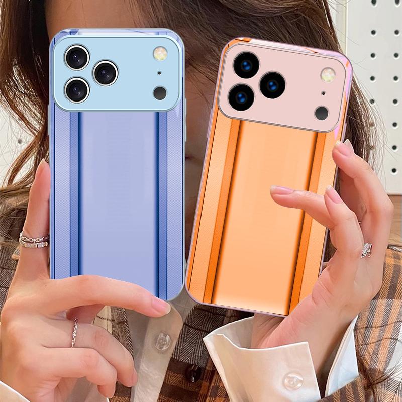 Золотисто-оранжевая рамка Для iPhone 17 Air 16 E 15 14 13 Plus 12 mini 11 17 Pro Max XR Xs Max 16E 7 8 Чехол для телефона из закаленного стекла