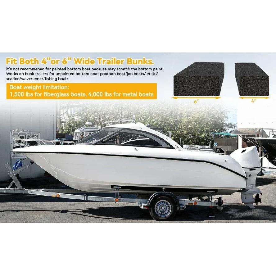 Boat Trailer Bunk Slide Pads and Boat Trailer Glide Bunk Enders For Launching & Loading Boat on/Off Trailer Easier 3" x 10"