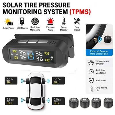 Система контроля давления в шинах TPMS Универсальное беспроводное солнечное зарядное устройство, Подходит для интеллектуального мониторинга шин автомобилей, домов на колесах,