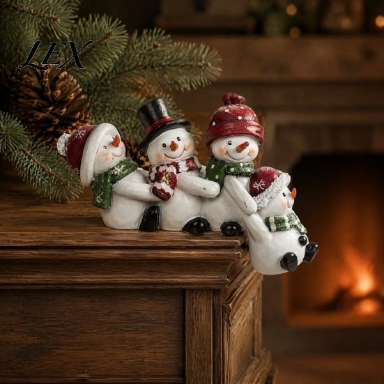 Humorous Xmas Party Favors Christmas Table Edge Sitter Figurine, Tug of War Hanging Character Decor, Snowman Thanksgiving Tiered Tray Displays