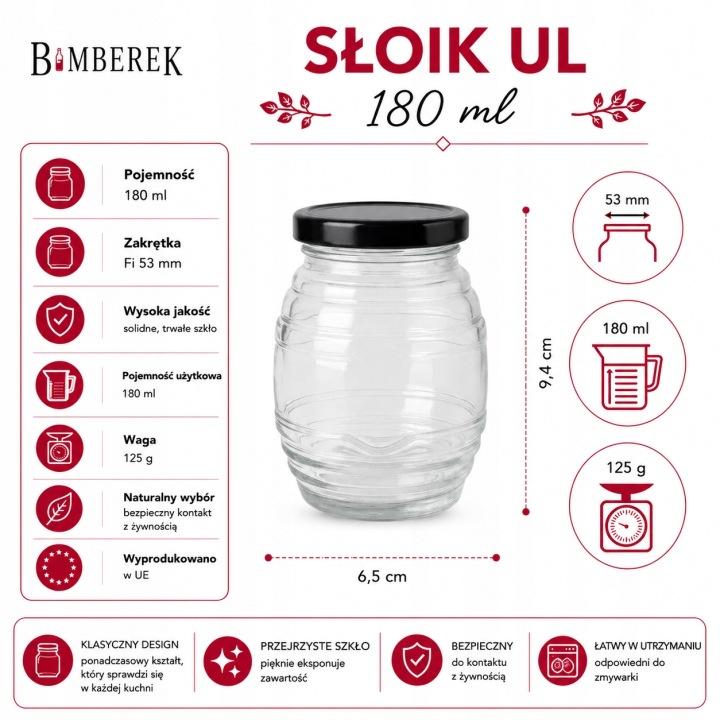 Glass jar UL180 ml for honey jam spices gift diy decorative jar