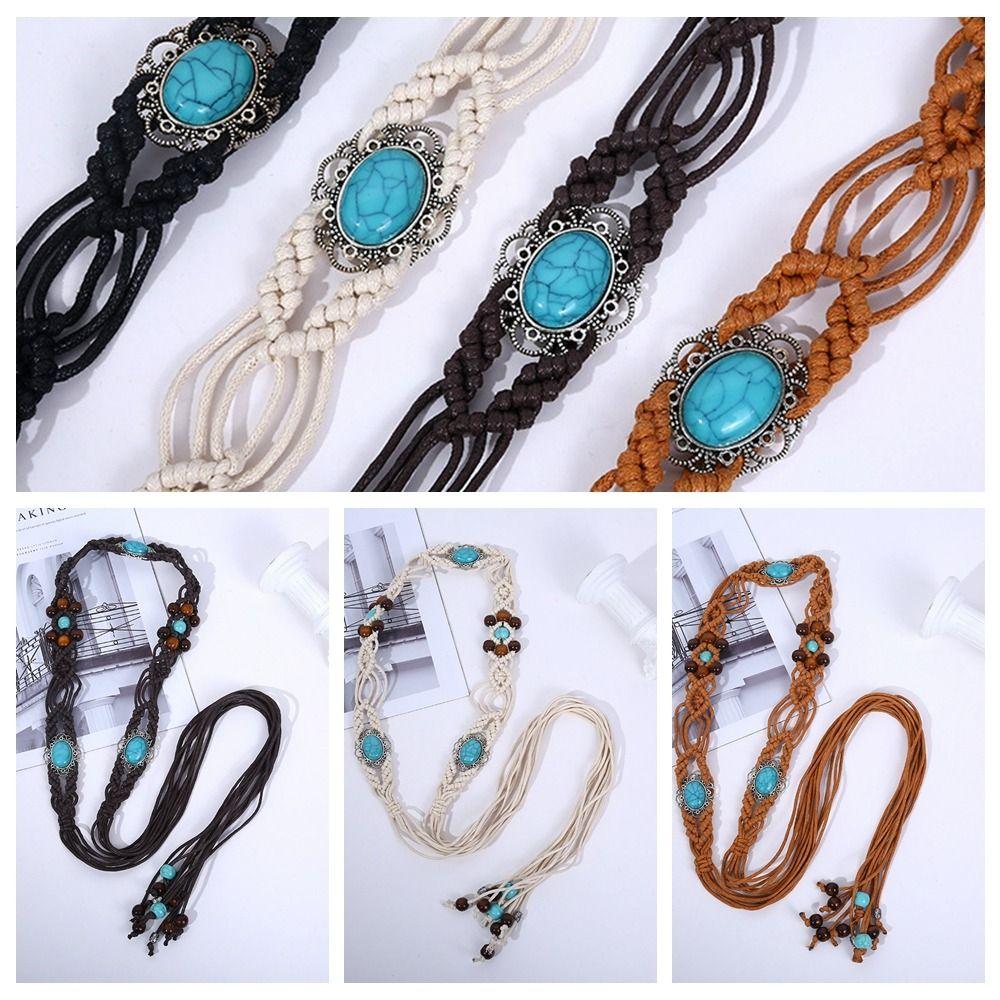Versatile Woven Belt Ethnic Style Dress Chain Waist Dress Accessories Braided Waist Belt  Women