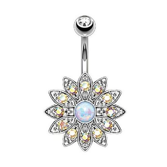 2 шт./компл. цветочные женские искусственные опаловые штанги пупка кольцо пирсинг пупка