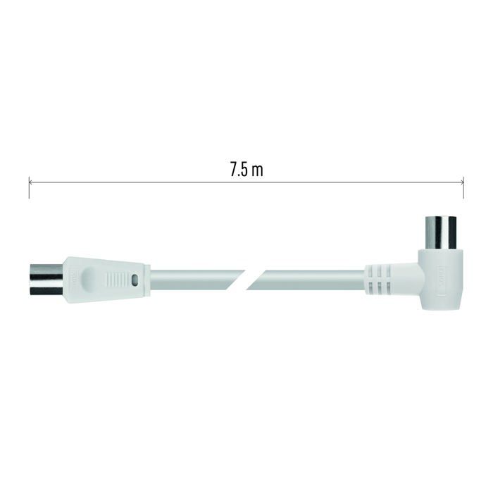 Câble coaxial - emos - s30710 - 7,5 m - double blindage - prise 90°