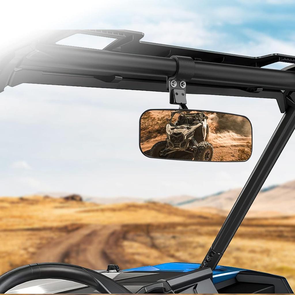 UTV Rear View Mirror, Center Convex Rearview Mirror For 1.75”-2” Roll Bar Cage Compatible With Polaris RZR Turbo, Kawasaki Mule, Teryx, Honda