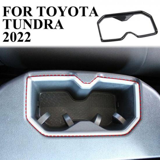 Carbon Fiber Style Rear Seat Armrest Cup Holder Cover Trim For Toyota Tundra