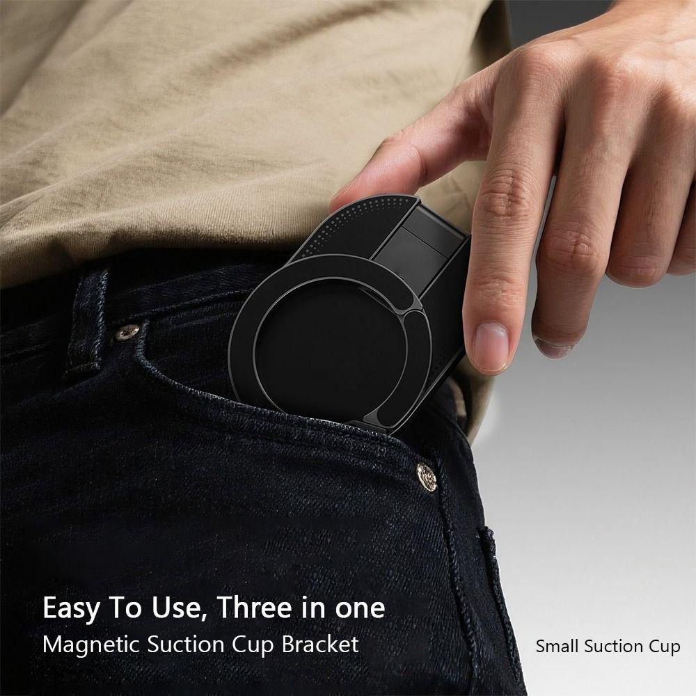 1 Pcs ABS Suction Mount Magnetic Phone Holder Wall Mountable Foldable Cell Phone Holder Portable Rotatable Desktop Stand