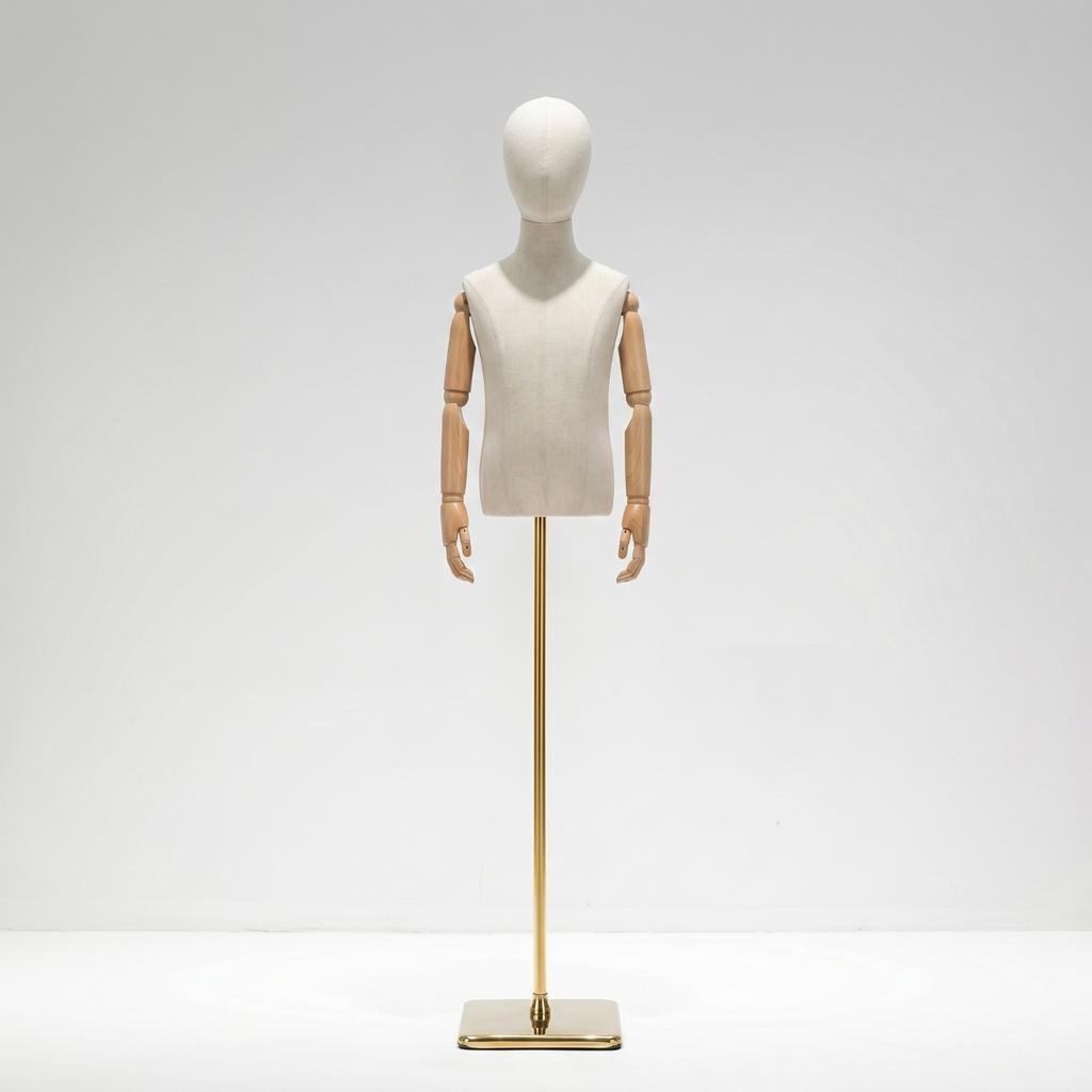 Child Dress Form Height-Adjustable Child Mannequin Torso Dress Form with Wooden Arms Stable Clothing Display Model Sturdy