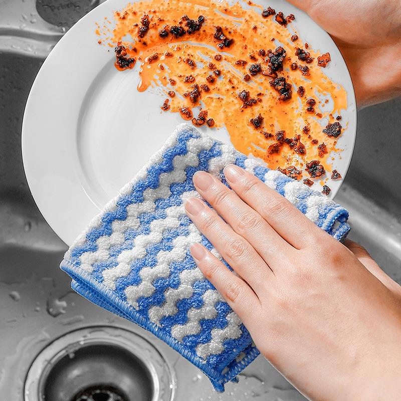 50/1pcs Coral Fleece Dishcloths Kitchen Washing Dish Rags Super Absorbent Cleaning Cloths Scouring Pads Glass Windows Wipe Towel